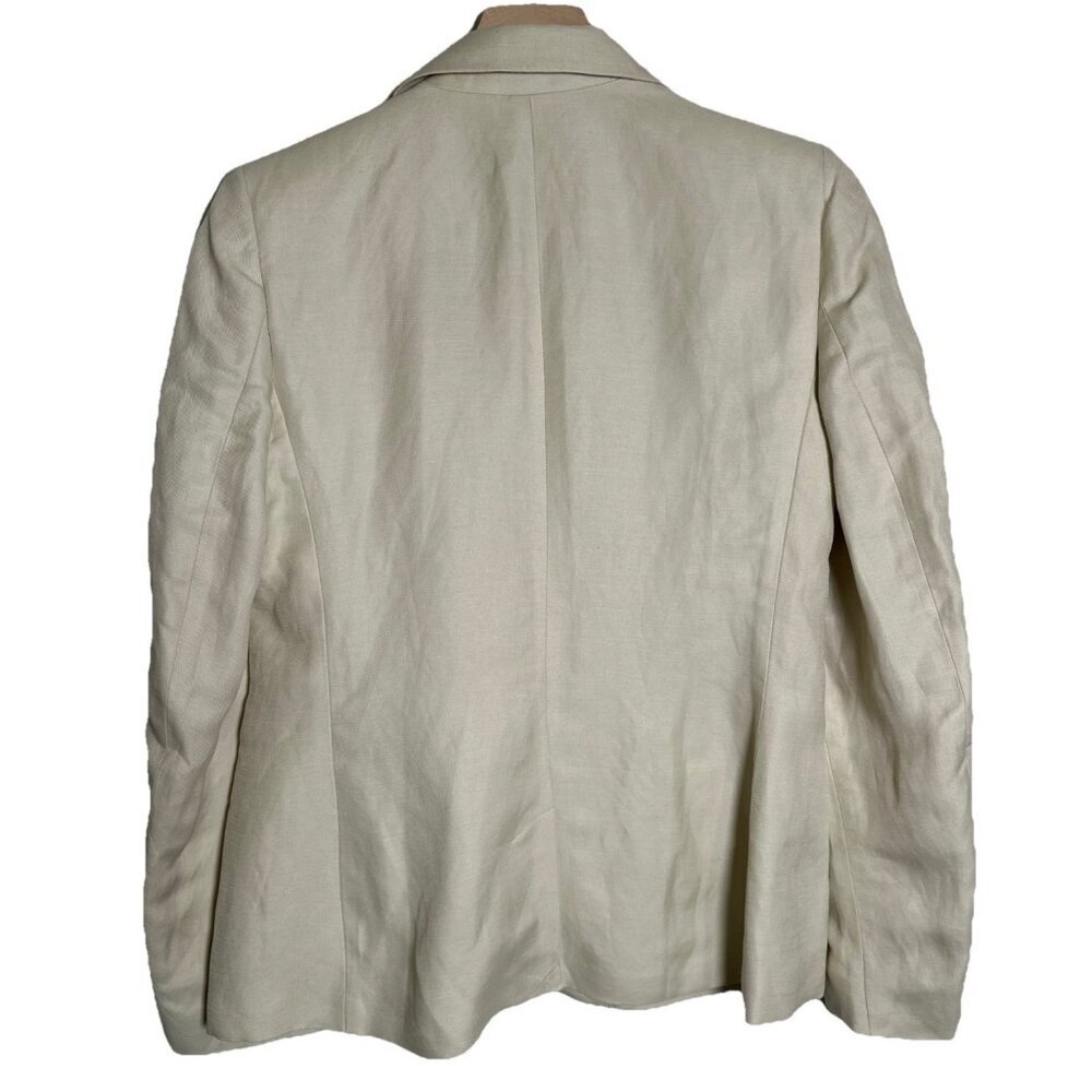 Ralph Lauren Women's Blazer Linen Blend Twill Size 8 Beige Pockets Office Jacket - Picture 2 of 15